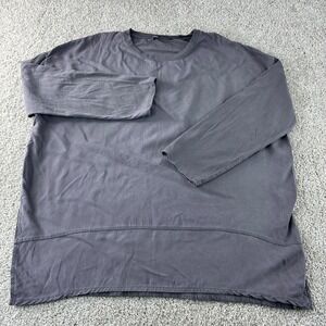 Zara Womens Gray Lyocell Long Sleeve Tunic Top Side Slit Relaxed Fit Medium